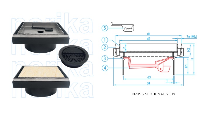 AISI304L DECORATIVE  SMARTDRAIN125 TILE & MARBLE(For HDB Projects)